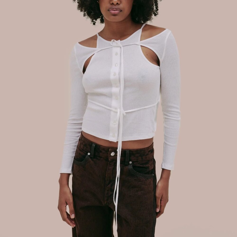 Eckhaus Latta Rib Flip Top Cement Gray L